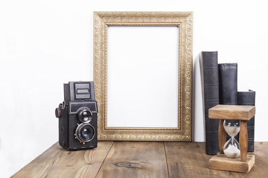 Golden Frame With Hourglass