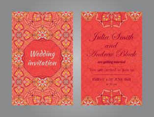 Wedding invitation in vintage ornamental style