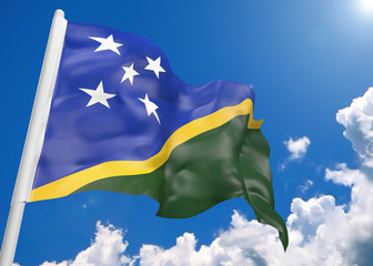 3D realistic waving flag of Solomon Islands