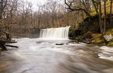 Sgwd Ddwli Uchaf waterfall. On the river Nedd Fechan South Wales