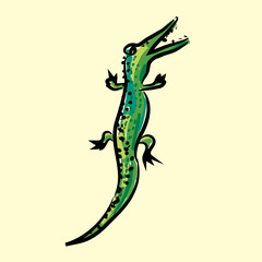 cartoon alligator picture hand drawn