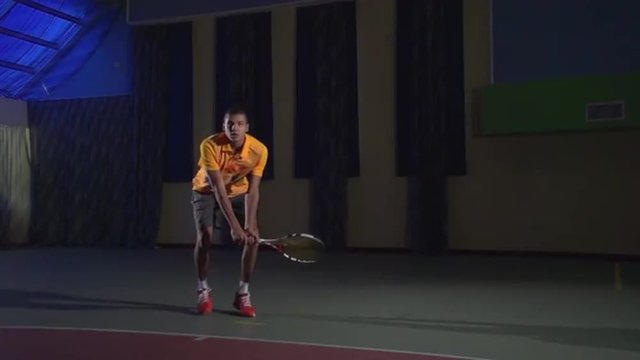 Tennis shots: Backhand (slow motion). Professional tennis player