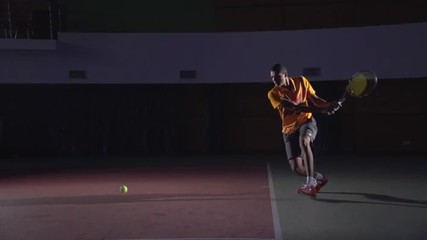 Tennis shots: Backhand (slow motion). Professional tennis player