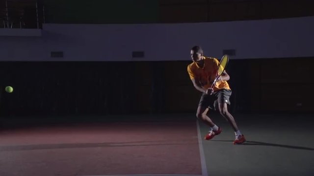 Tennis shots: Slice (slow motion) Professional tennis player