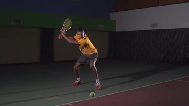 Tennis shots: Forehand (slow motion). Professional tennis player