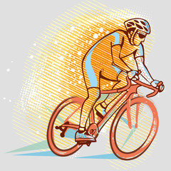 Fototapeta na wymiar Illustration of a cyclist riding his bike
