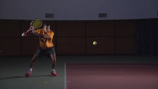 Tennis shots: Forehand (slow motion). Professional tennis player