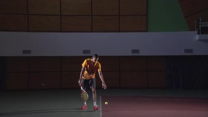 Tennis shots: Serve (slow motion).Professional tennis player.