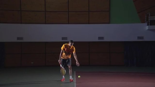 Tennis shots: Serve (slow motion).Professional tennis player.
