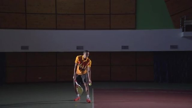 Tennis shots: Serve (slow motion).Professional tennis player.