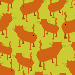  Ass cat seamless pattern. Many of Booty Red cats. Pet stands ba