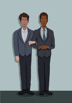 vector flat illustration of society members with  men and -social network concept