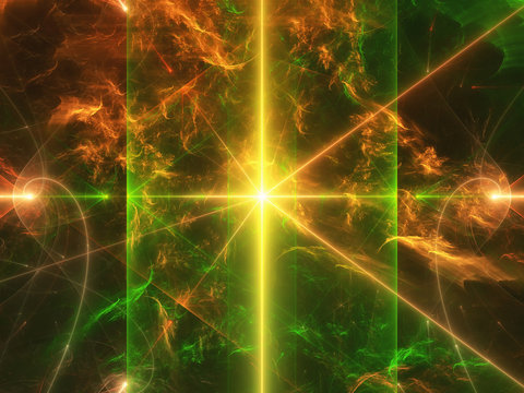 Abstract digitally generated green and yellow background