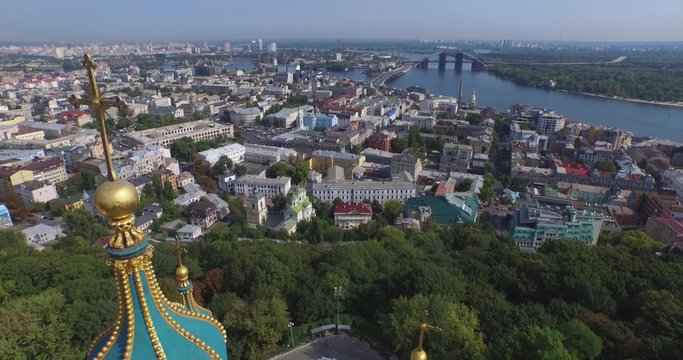 The Saint Andrew's Church is a major Baroque church located in Kyiv, Ukraine. The church was constructed in 1747–1754 (Aerial,4K)