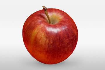 Red apple on white background. Front view.