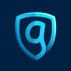 G letter with blue shield.