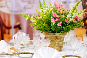 Table set for an event party or wedding reception