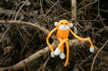 knitted lonely monkey, symbol of year 2016