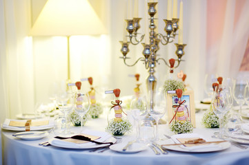 Table set for an event party or wedding reception