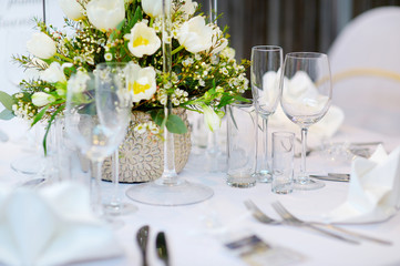 Table set for an event party or wedding reception