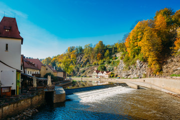 Fototapeta na wymiar Castle tower in Cesky Krumlov, Czech republic