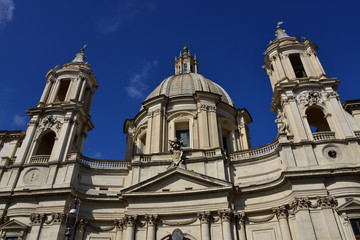 Fototapeta premium Santa Agnese Church dome and belfry