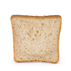 Toast slice on white background isolated with clipping path.