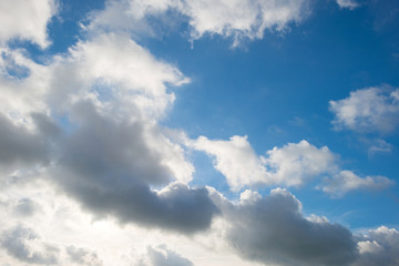 Fototapeta na wymiar Clouds in a blue sky in autumn 