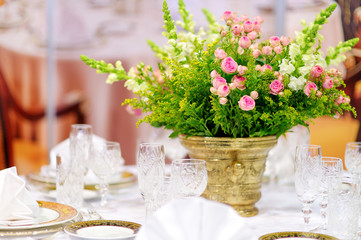 Table set for an event party or wedding reception