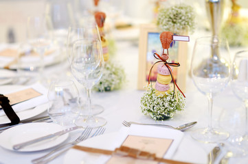 Table set for an event party or wedding reception