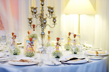 Table set for an event party or wedding reception
