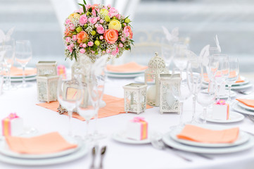 Table set for an event party or wedding reception