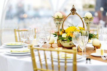 Table set for an event party or wedding reception