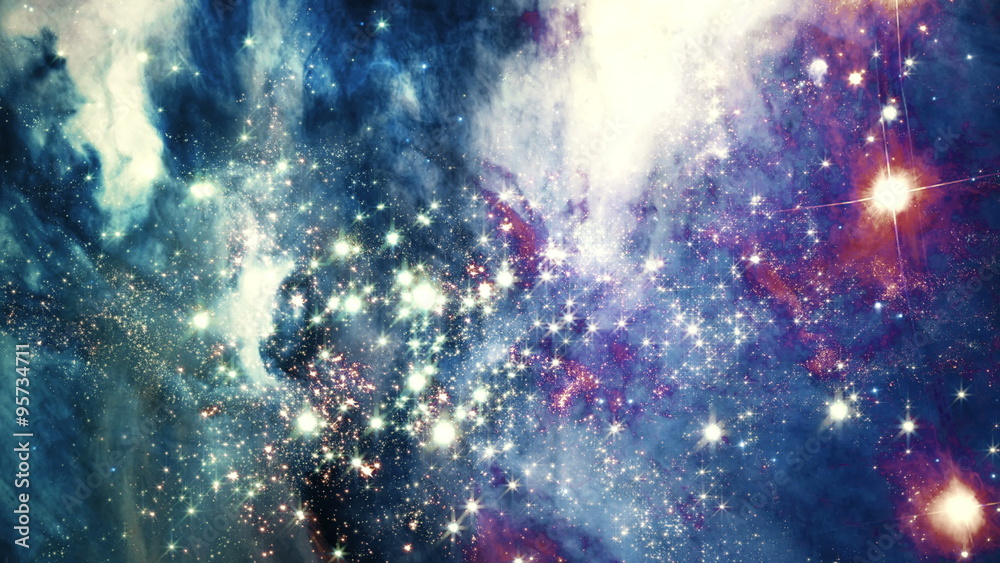 Wall mural star warp 024: space travel through star fields to a distant galaxy (loop).