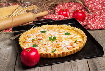 Apple pie in a rustic style
