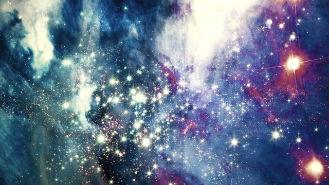 Star Warp 024: Space travel through star fields to a distant galaxy (Loop).