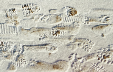 Footprints on te snow.