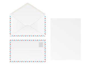 white blank envelope and paper