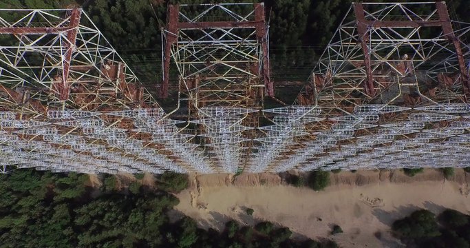 &ldquo;Duga&rdquo;, the Steel Giant Near Chernobyl. Duga - Soviet over-the-horizon radar system. Ukraine, Chernobyl zone.  Aerial view.