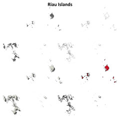 Riau Islands blank outline map set