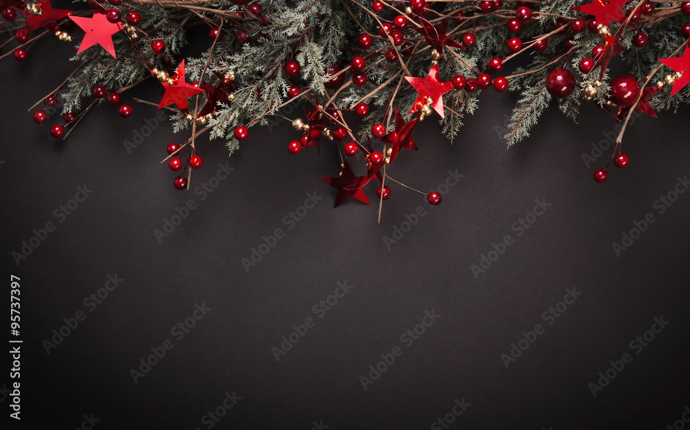 Wall mural christmas decoration with fir branches