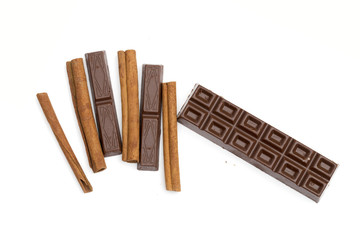 chocolate on the white background