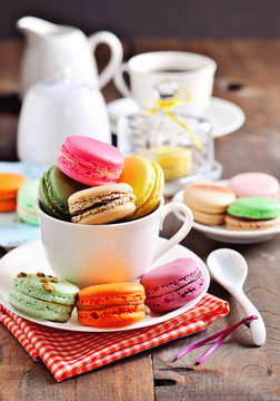 French macarons, dessert, toned image, selective focus