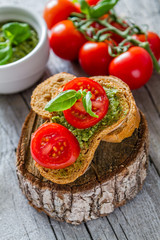 Pesto sauce pasta and tomatoes
