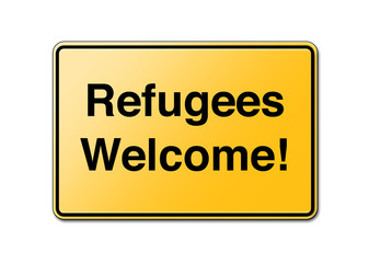 Refugees Welcome Schild