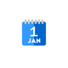 Fototapeta premium Color date calendar new year flat vector icon
