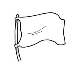 White Flag Doodle, a hand drawn vector doodle illustration of a white flag.