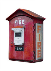 Vintage fire call box, isolated