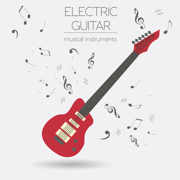 Musical instruments graphic template. Electric guitar