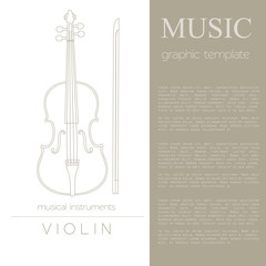 Musical instruments graphic template. Violin.